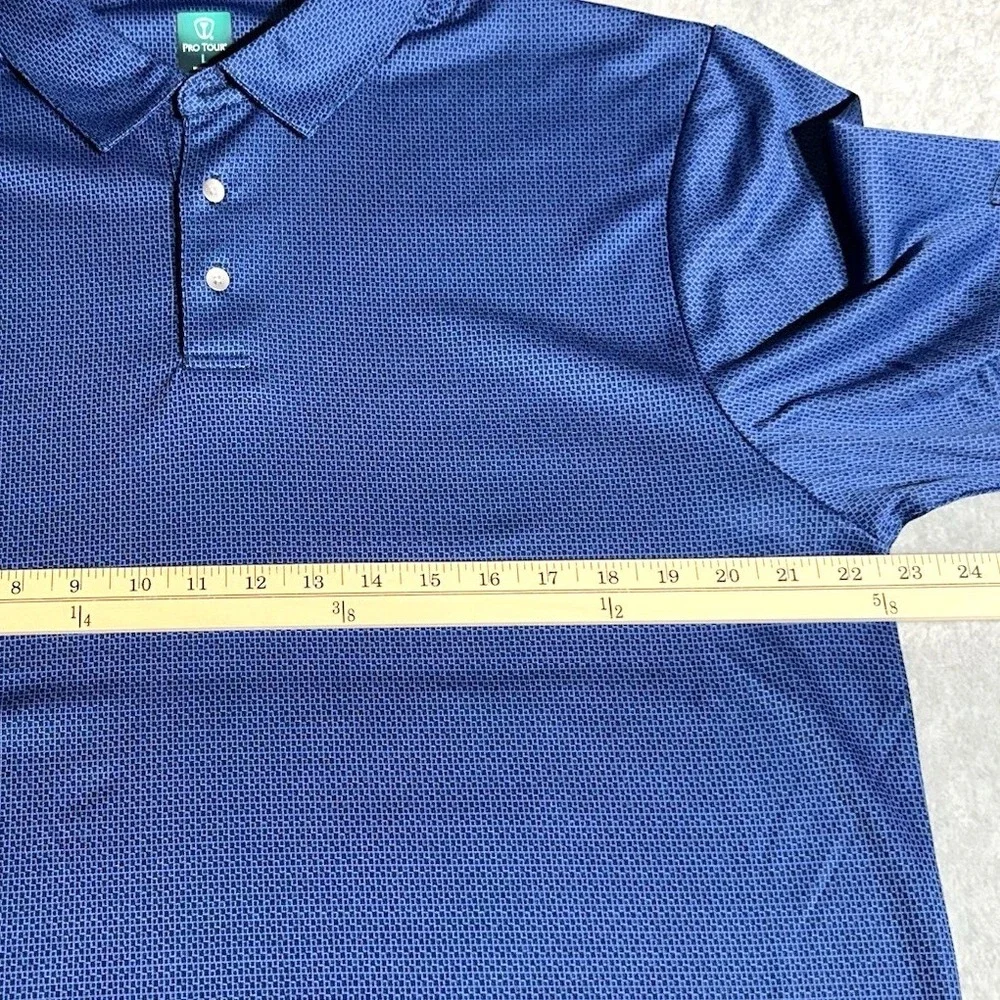 Pro‎ Tour Polo Shirt Mens Large Blue Excellent Geometric Print Golf Performance